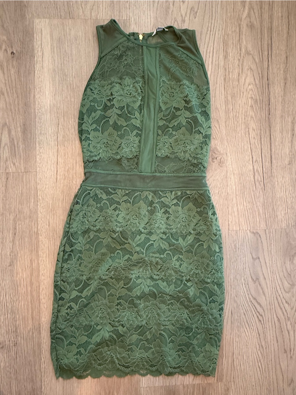 Olive Green Lace Bodycon Dress